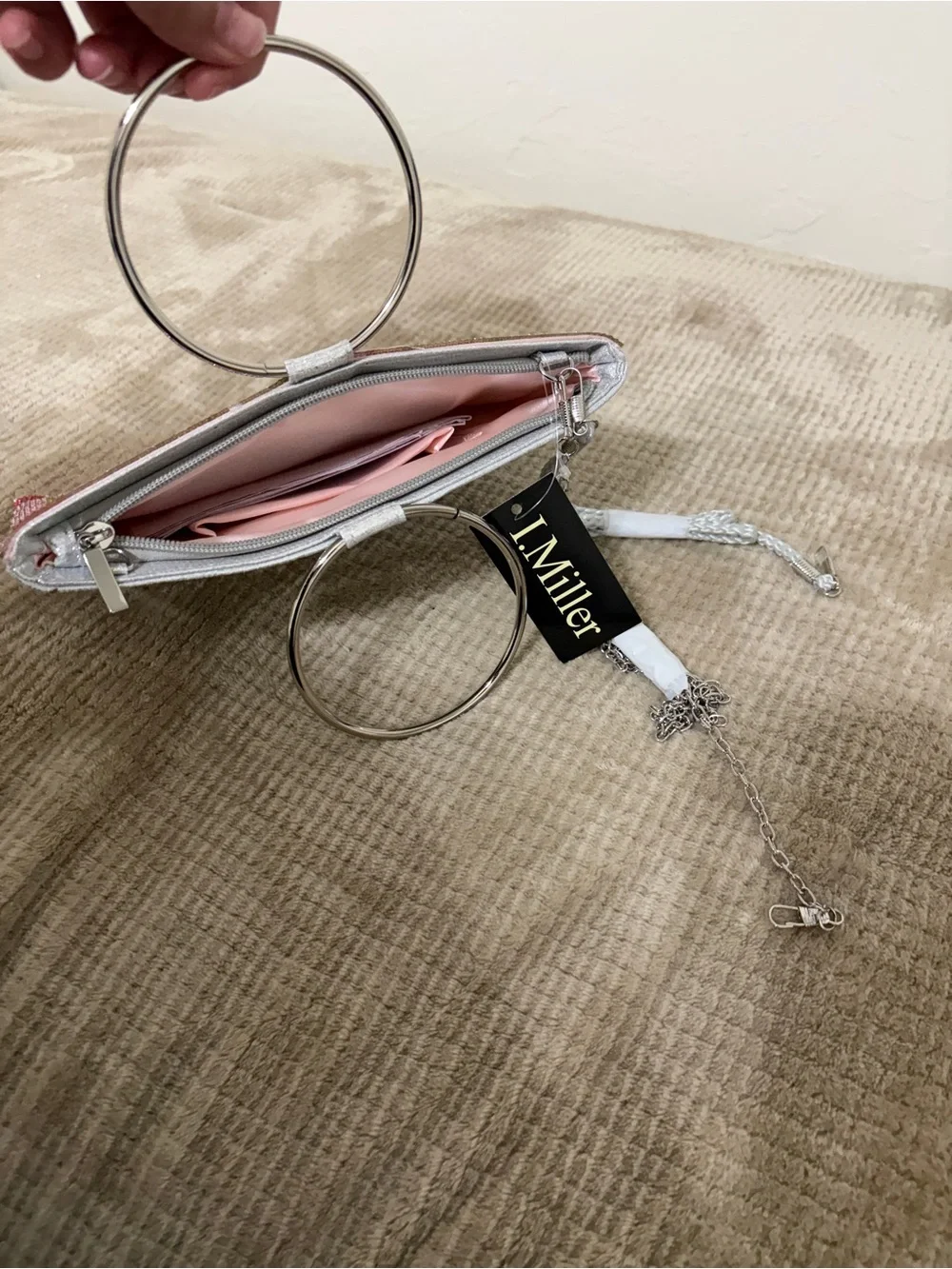 Pink Cherry Ring Handle Clutch